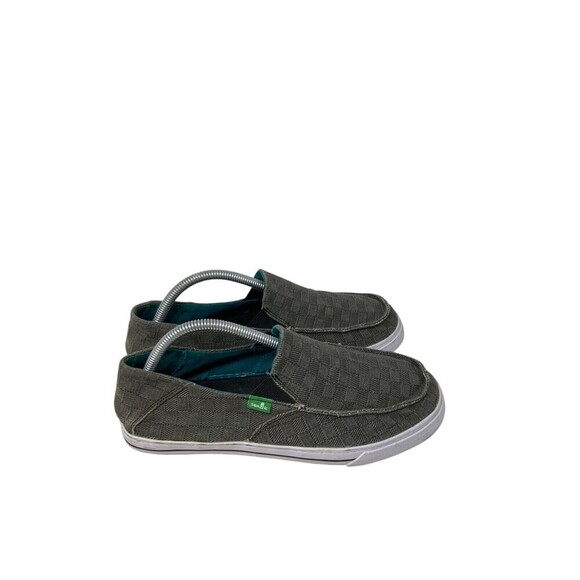 Sanuk Loafers Men's Size 9 Shoes Gray Vice Surfer Woven Canvas Checkered - Picture 1 of 11